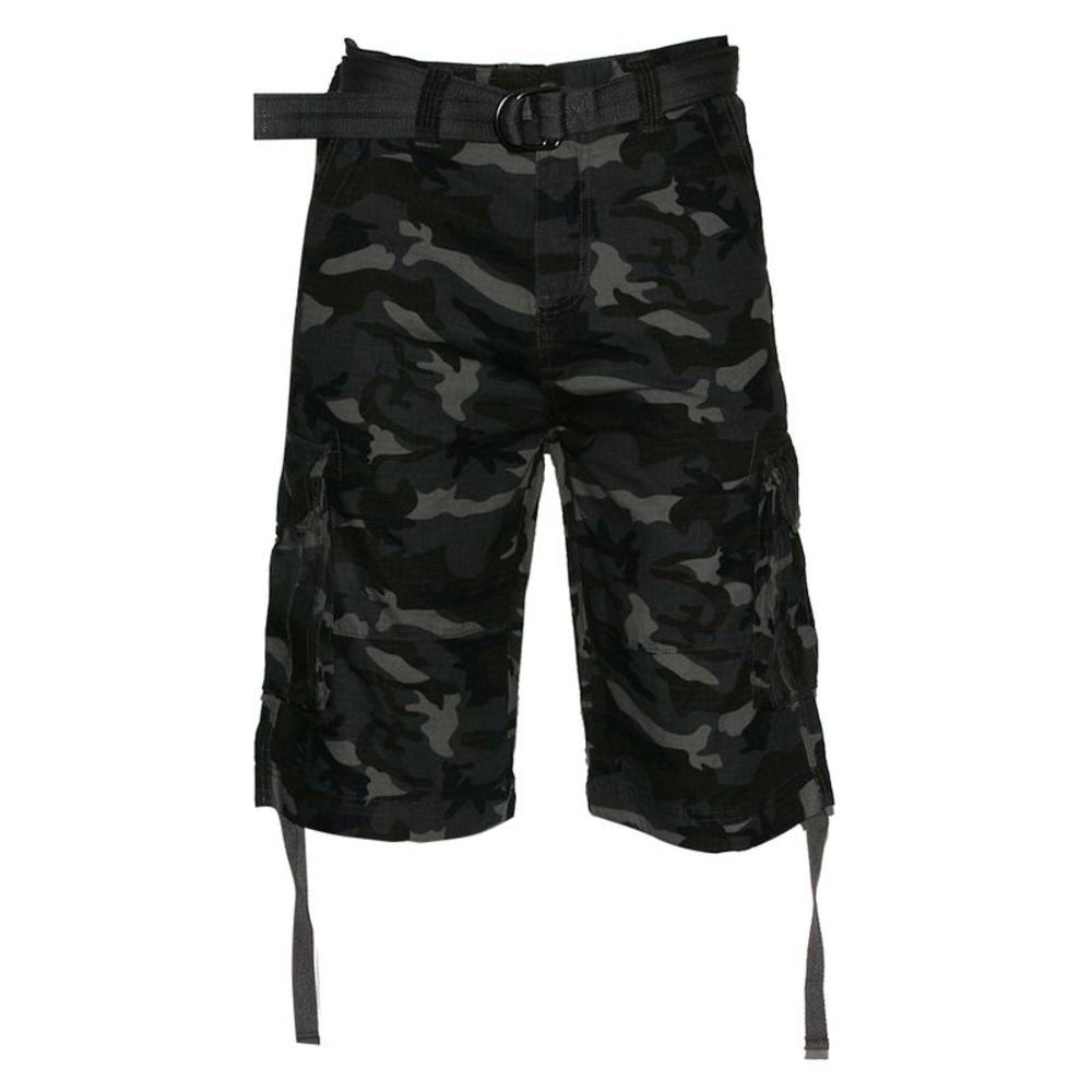 Men's Cargo Shorts Pocket Lightweight Cotton Belted Cargo Shorts Camo Dark Grey